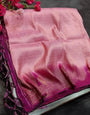 Attractive Pink Kanjivaram Silk Saree With Sumptuous Blouse Piece