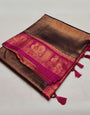 Gleaming Purple Kanjivaram Silk Saree With Seraglio Blouse Piece