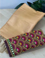 Efflorescence Beige Kanjivaram Silk Saree With Two Pretty Blouse Piece