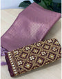 Diaphanous Lavender Kanjivaram Silk Saree With Two Innovative Blouse Piece