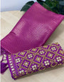 Desultory Purple Kanjivaram Silk Saree With Two Marvellous Blouse Piece