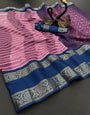 Super extravagant Pink Digital Printed Dola Silk Saree With Sonorous Blouse Piece