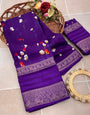 Splendiferous Purple Digital Printed Dola Silk Saree With Profuse Blouse Piece