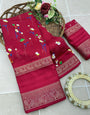 Rhapsodic Red Digital Printed Dola Silk Saree With Posh Blouse Piece