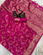 Zephyr Dark Pink Soft Banarasi Silk Saree With Dulcet Blouse Piece