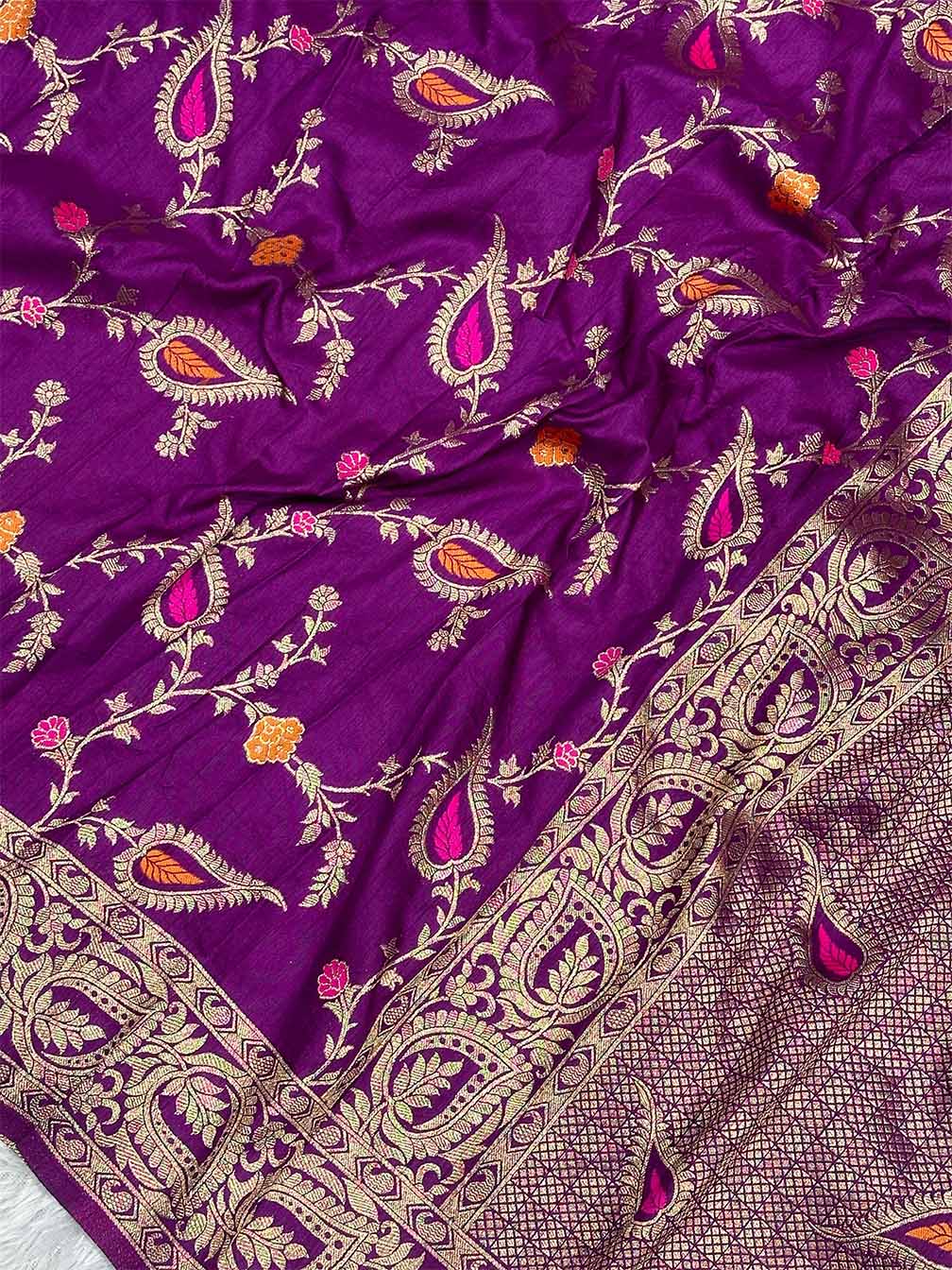 Panache Purple Soft Banarasi Silk Saree With Exquisite Blouse Piece