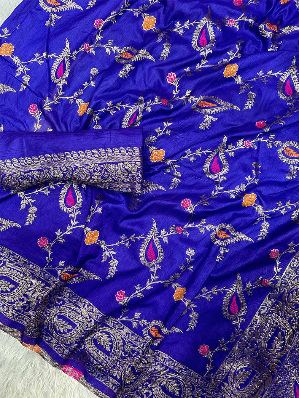 Staggering Royal Blue Soft Banarasi Silk Saree With Lagniappe Blouse Piece