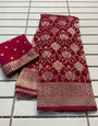 Susurrous Red Soft Banarasi Silk Saree With Moiety Blouse Piece