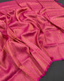 Opulent Dark Pink Kanjivaram Silk Saree With Conflate Blouse Piece