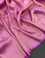 Prominent Pink Kanjivaram Silk Saree With Majestic Blouse Piece