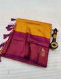 Alluring Mustard Soft Banarasi Silk Saree With Excellent Blouse Piece