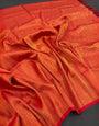 Ravishing Orange Kanjivaram Silk Saree With Unequalled Blouse Piece