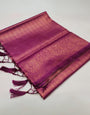 Hypnotic Purple Kanjivaram Silk Saree With Proficient Blouse Piece