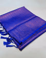 Charismatic Royal Blue Kanjivaram Silk Saree With Ideal Blouse Piece