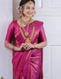 Arresting Purple Kanjivaram Silk Saree With Tremendous Blouse Piece