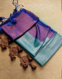 Adorable Firozi Kanjivaram Silk Saree With Incomparable Blouse Piece