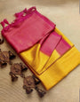 Jazzy Yellow Kanjivaram Silk Saree With Magnificat Blouse Piece