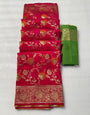 Invaluable Dark Pink Soft Banarasi Silk Saree With Artistic Blouse Piece