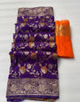 Winsome Purple Soft Banarasi Silk Saree With Super classy Blouse Piece