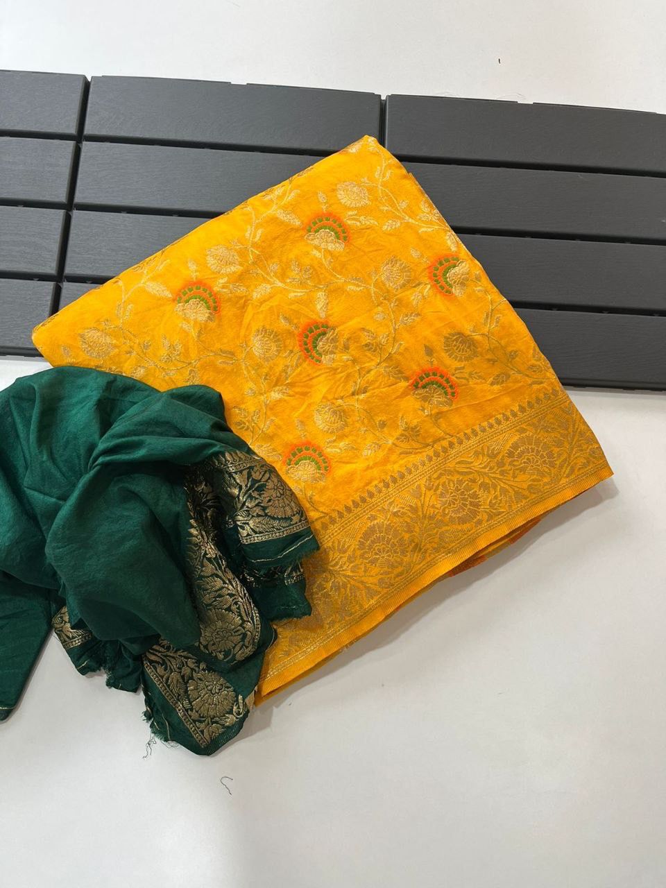 Majestic Yellow Soft Banarasi Silk Saree With A dreamy Blouse Piece