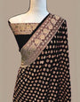 Enigmatic Black Soft Banarasi Silk Saree With Classic Blouse Piece