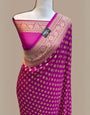 Gratifying Dark Pink Soft Banarasi Silk Saree With Symmetrical Blouse Piece