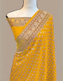 Resplendent Yellow Soft Banarasi Silk Saree With Fairytale Blouse Piece