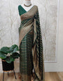 Wonderful Dark Green Soft Banarasi Silk Saree With Engaging Blouse Piece