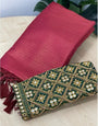 Energetic Dark Pink Kanjivaram Silk Saree With Two Woebegone Blouse Piece