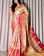 Delectable Dark Pink Kanjivaram Silk Saree With Intricate Blouse Piece