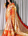 Capricious Red Kanjivaram Silk Saree With Confounding Blouse Piece