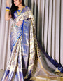 Woebegone Royal Blue Kanjivaram Silk Saree With Demanding Blouse Piece