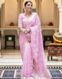 Splendiferous Pink Soft Banarasi Silk Saree With Engrossing Blouse Piece