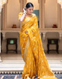 Engaging Yellow Soft Banarasi Silk Saree With Appealing Blouse Piece