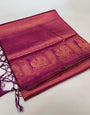 Dazzling Purple Kanjivaram Silk Saree With Gratifying Blouse Piece