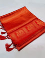 Invaluable Red Kanjivaram Silk Saree With Felicitous Blouse Piece