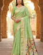 Adorable Pista Paithani Silk Saree With Desirable Blouse Piece