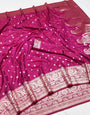 Divine Dark Pink Soft Banarasi Silk Saree With Desuetude Blouse Piece