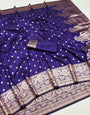 Sonorous Royal Purple Soft Banarasi Silk Saree With Pretty Blouse Piece