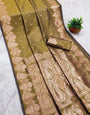 Efflorescence Mustard Soft Banarasi Silk Saree With Lissome Blouse Piece