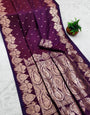 Wonderful Wine Soft Banarasi Silk Saree With Beautiful Blouse Piece
