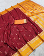 Exuberant Maroon Pure Zari Weaving Banarasi Silk Saree With Effulgent Blouse Piece