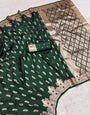 Mesmerising Dark Green Soft Banarasi Silk Saree With Majesty Blouse Piece