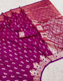 Dulcet Wine Soft Banarasi Silk Saree With Sonorous Blouse Piece