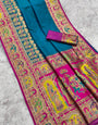 Breathtaking Blue Pashmina Saree With Traditional Blouse Piece