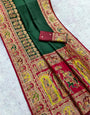 Divine Dark Green Pashmina Saree With Devastating Blouse Piece