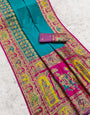 Resplendent Firozi Pashmina Saree With Quixotic Blouse Piece