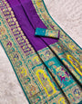 Demesne Purple Pashmina Saree With Embellished Blouse Piece