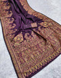 Scrumptious Wine Pashmina Saree With Vivacious Blouse Piece