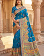 Deserving Blue Pashmina Silk Saree With Petrichor Blouse Piece
